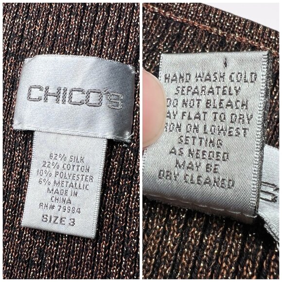 Chico’s Silk Blend Sweater Vest Metallic Knit L XL - Picture 3 of 8